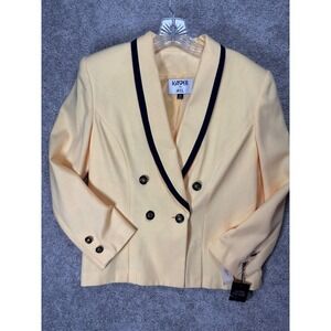 Kasper for ASL Vintage Yellow Double Breasted Blazer Shawl‎ Collar Size 14 9240